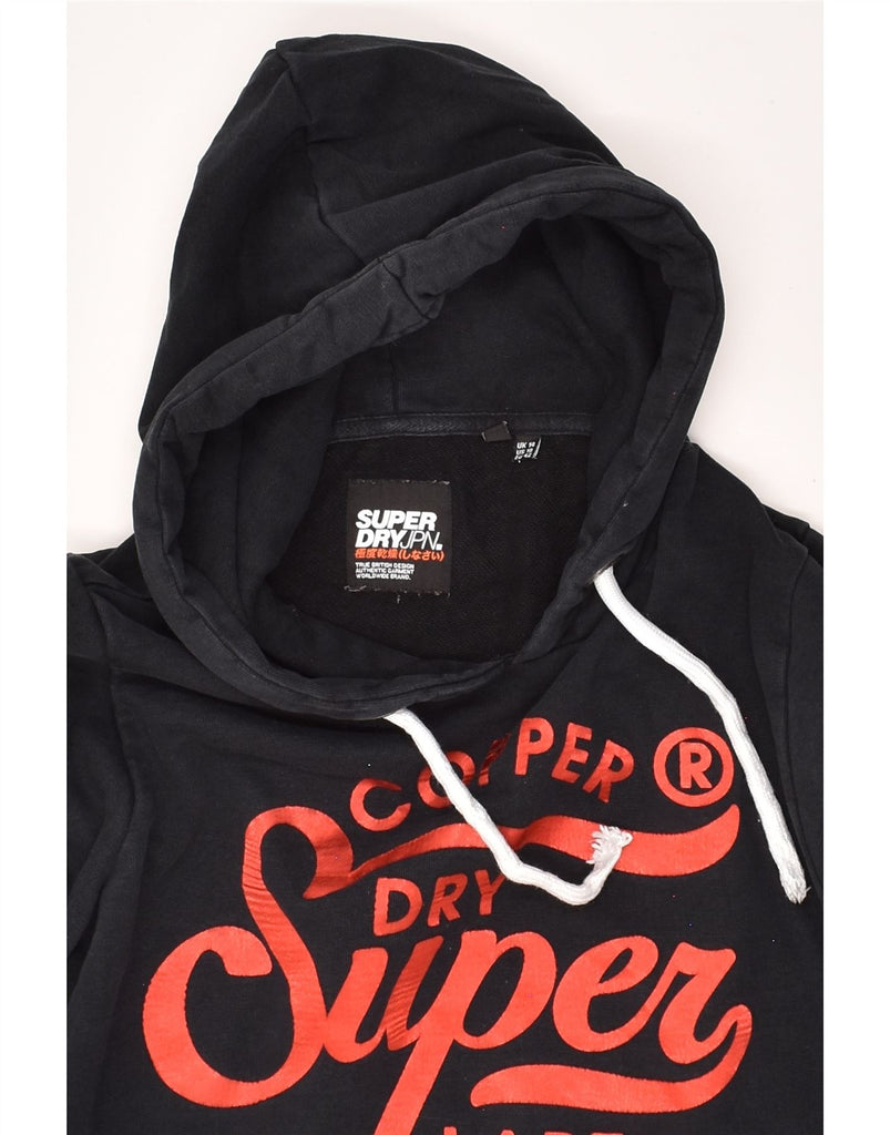 SUPERDRY Womens Graphic Hoodie Jumper UK 14 Large Black Cotton | Vintage Superdry | Thrift | Second-Hand Superdry | Used Clothing | Messina Hembry 