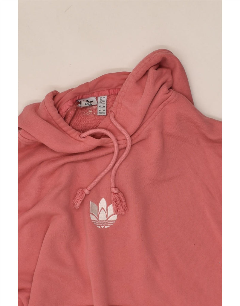 ADIDAS Womens Hoodie Jumper UK 16 Large Pink Cotton | Vintage Adidas | Thrift | Second-Hand Adidas | Used Clothing | Messina Hembry 