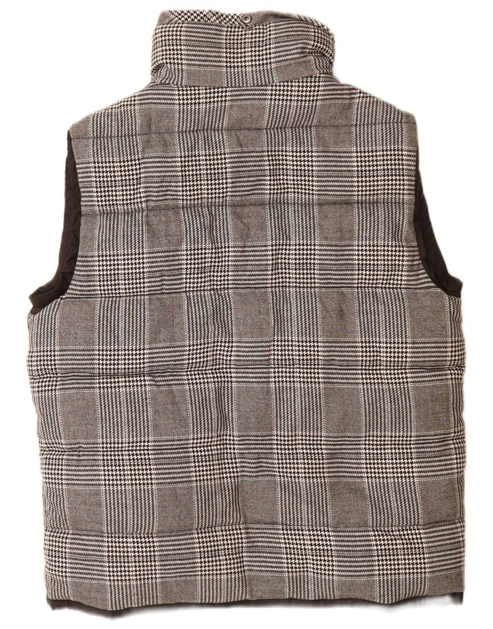 Zara Mens Padded Gilet UK 42 XL Grey Check Polyester