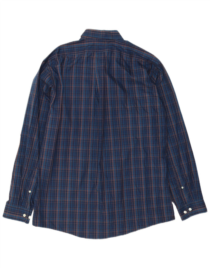 Eddie Bauer Mens Classic Fit Shirt Large Navy Blue Check Cotton