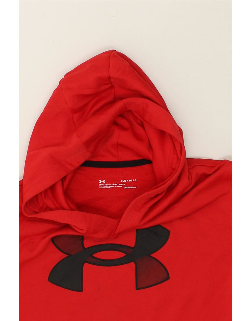 UNDER ARMOUR Boys Cold Gear Graphic Hoodie Jumper 14-15 Years Large Red | Vintage Under Armour | Thrift | Second-Hand Under Armour | Used Clothing | Messina Hembry 
