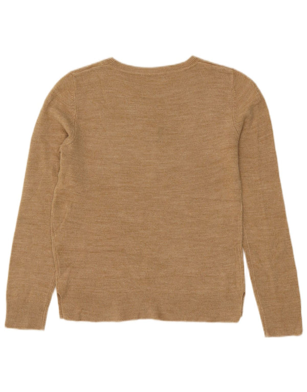 Marks & Spencer Womens Boat Neck Jumper Sweater UK 8 Small  Beige Acrylic