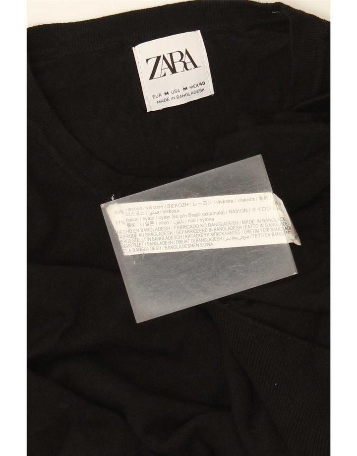 Zara Mens Crew Neck Jumper Sweater Medium Black Viscose