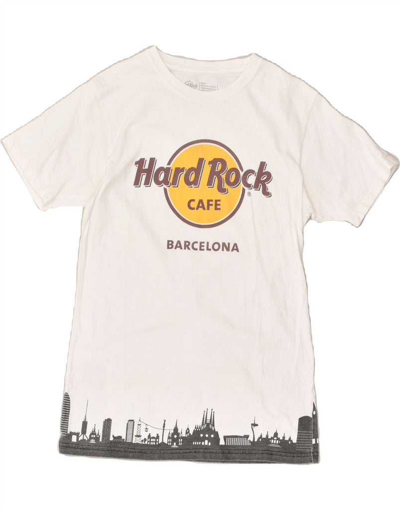 HARD ROCK CAFE Womens Barcelona Graphic T-Shirt Top UK 8 Small White | Vintage Hard Rock Cafe | Thrift | Second-Hand Hard Rock Cafe | Used Clothing | Messina Hembry 