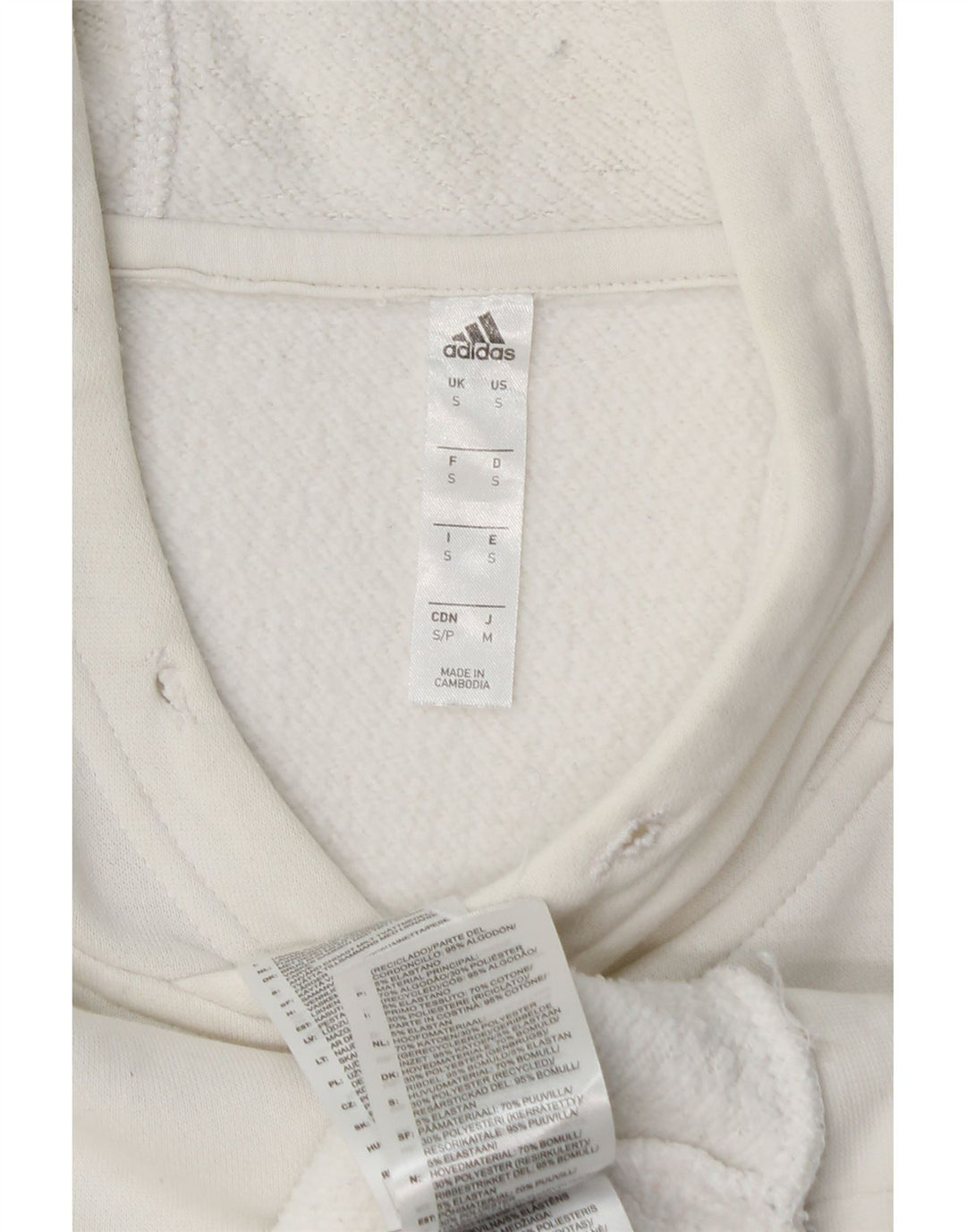 ADIDAS Mens Hoodie Jumper Small White Cotton