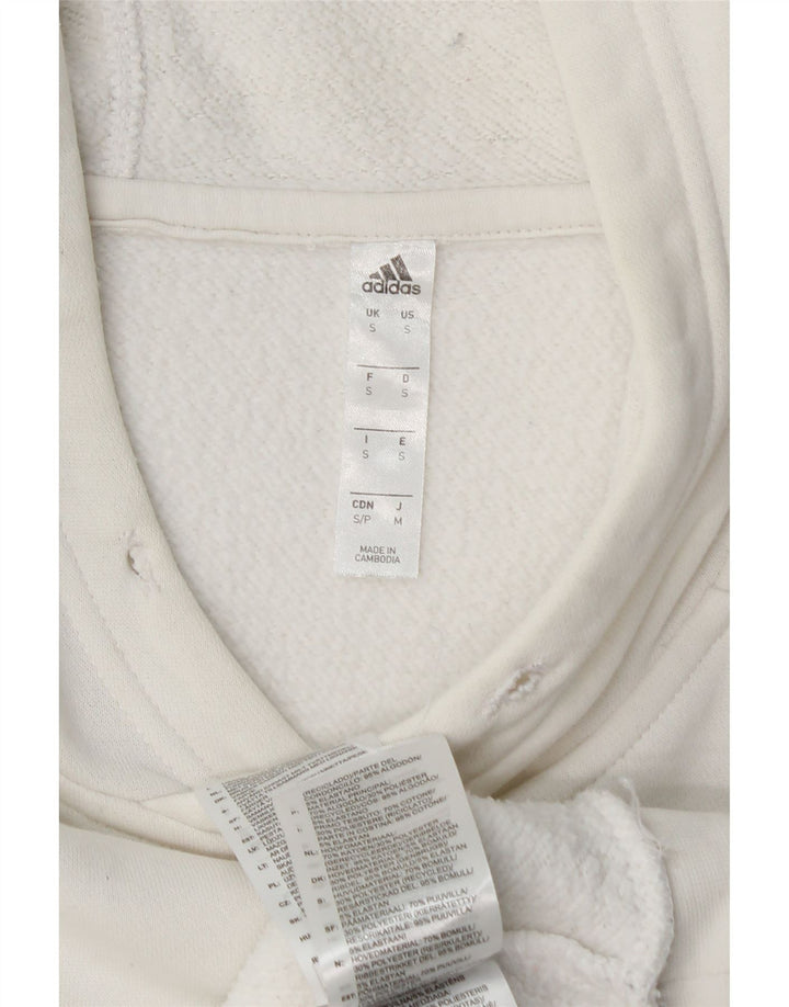 ADIDAS Mens Hoodie Jumper Small White Cotton