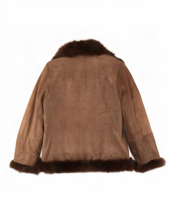 Vintage Womens Suede Jacket IT 52 2XL Brown Leather