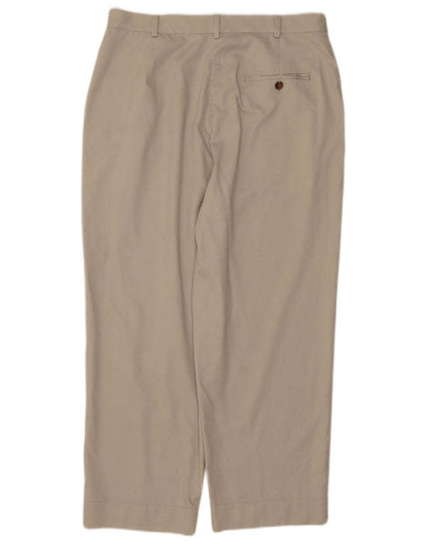 L.L.Bean Womens Tapered Chino Trousers US 14 XL W34 L26 Beige Cotton