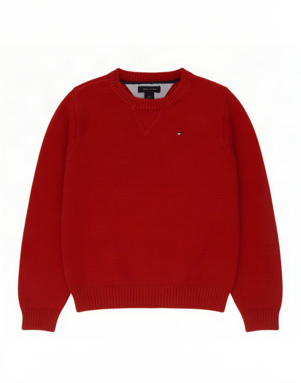 Tommy Hilfiger Boys Boat Neck Jumper Sweater 3-4 Years Red Cotton