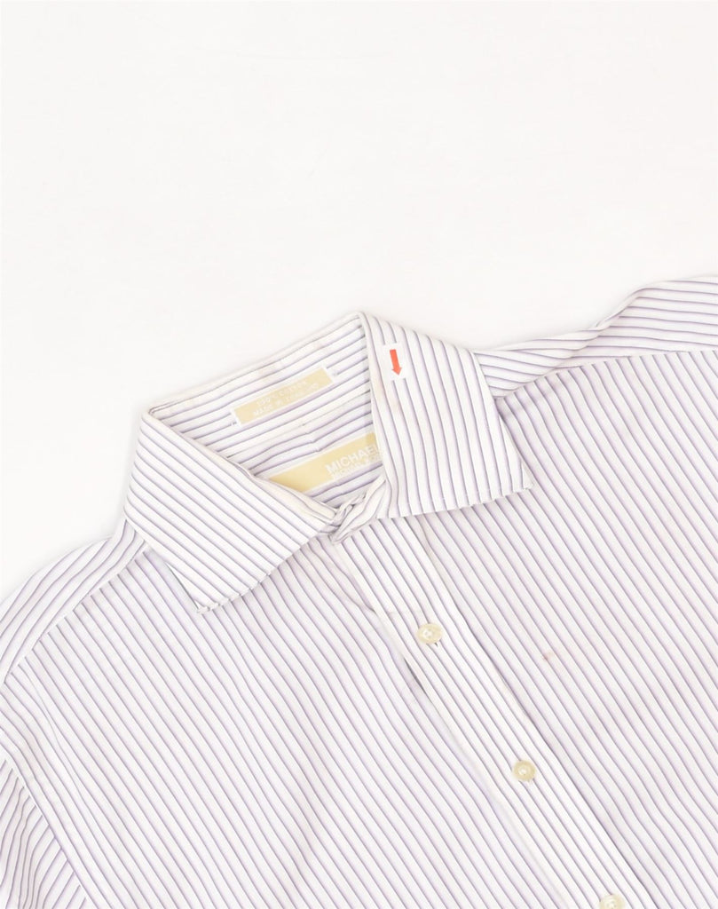 MICHAEL KORS Mens Shirt Size 15  Medium White Pinstripe Cotton | Vintage Michael Kors | Thrift | Second-Hand Michael Kors | Used Clothing | Messina Hembry 