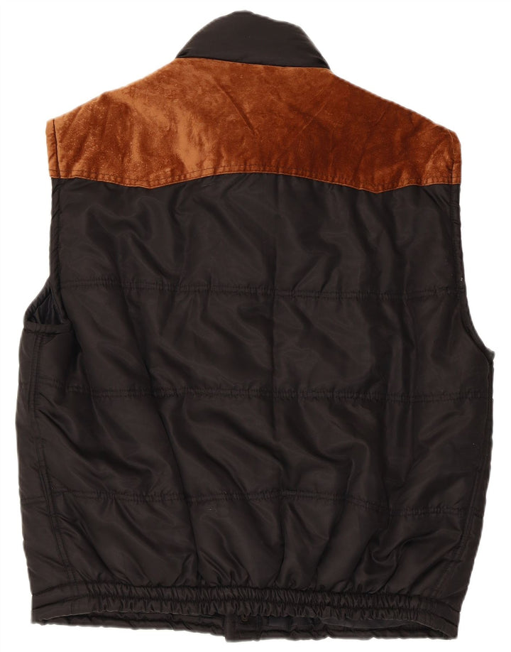 Vintage Mens Padded Gilet UK 40 Large Black Colourblock Polyester
