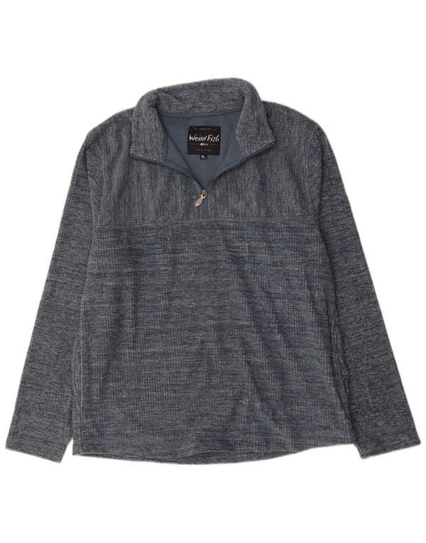 WEIRD FISH Mens Zip Neck Sweatshirt Jumper UK 18 XL Grey Flecked Polyester