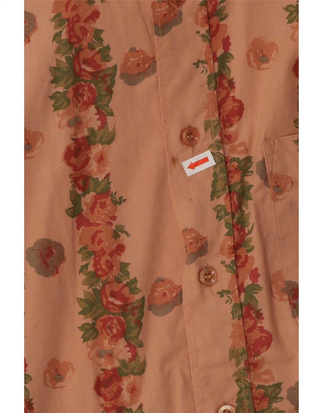 Vintage Mens Short Sleeve Shirt Medium Pink Floral Cotton