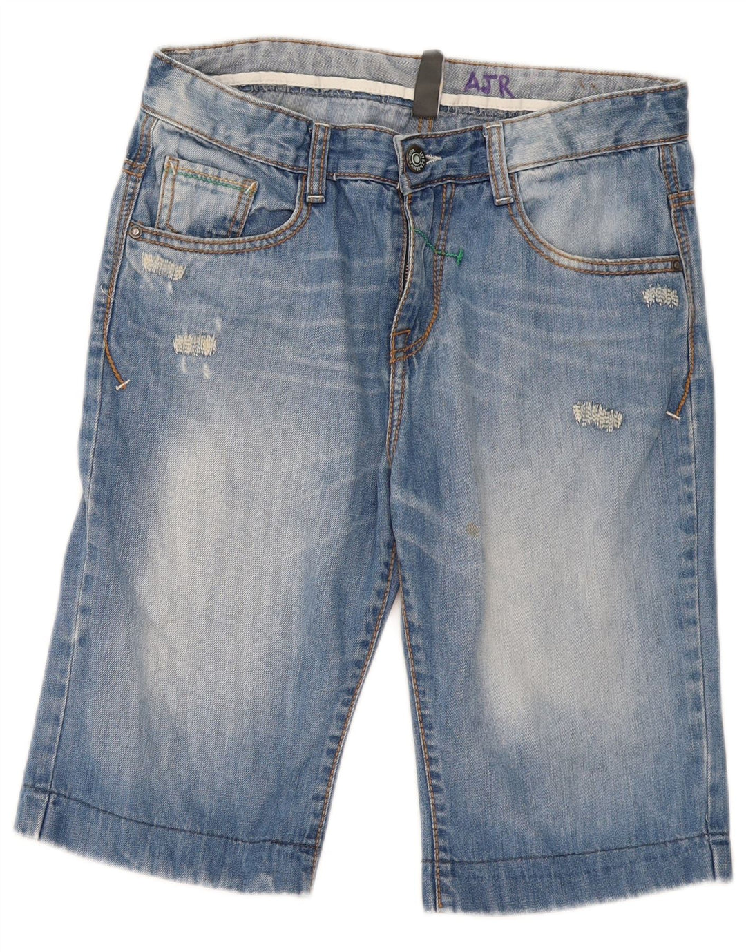 Zara Boys Distressed Denim Shorts 13-14 Years W30 Blue Cotton