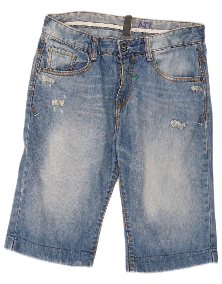 Zara Boys Distressed Denim Shorts 13-14 Years W30 Blue Cotton