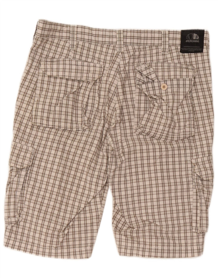 Americanino Mens Cargo Shorts W34 Large Beige Check
