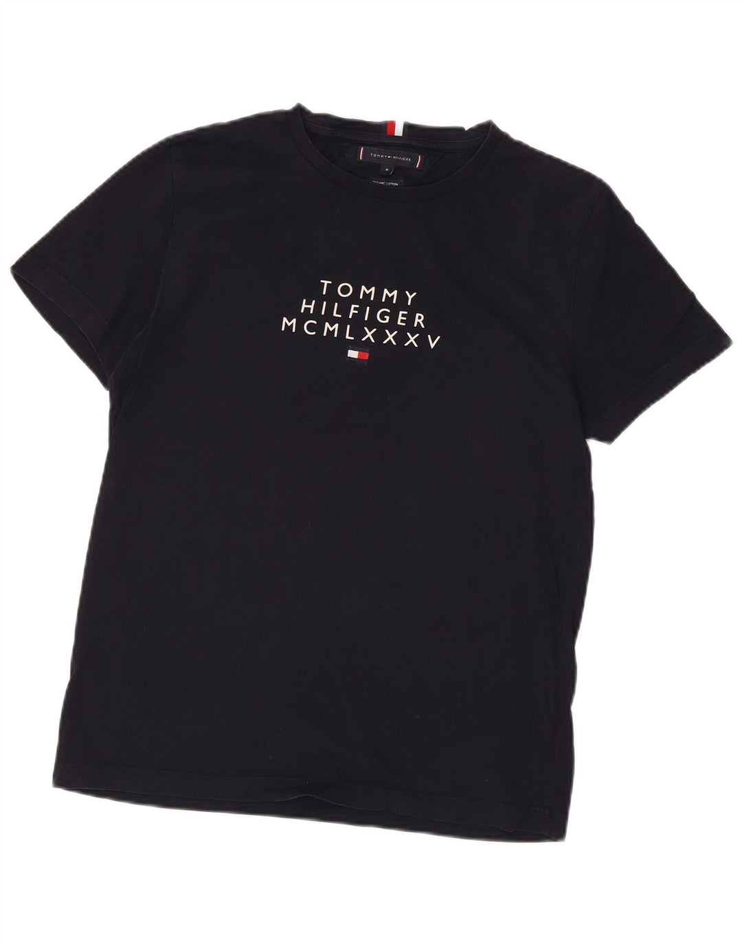 Tommy Hilfiger Mens Graphic T-Shirt Top Medium Navy Blue Cotton