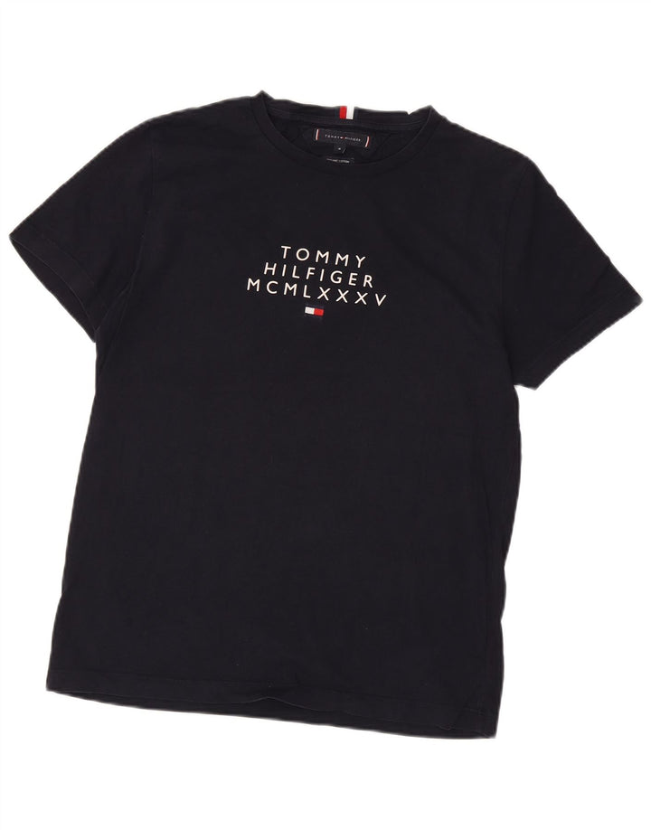 Tommy Hilfiger Mens Graphic T-Shirt Top Medium Navy Blue Cotton