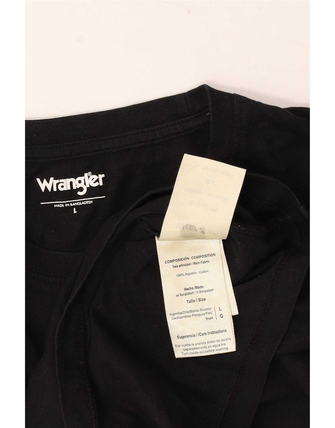 Wrangler Mens T-Shirt Top Large Black Cotton