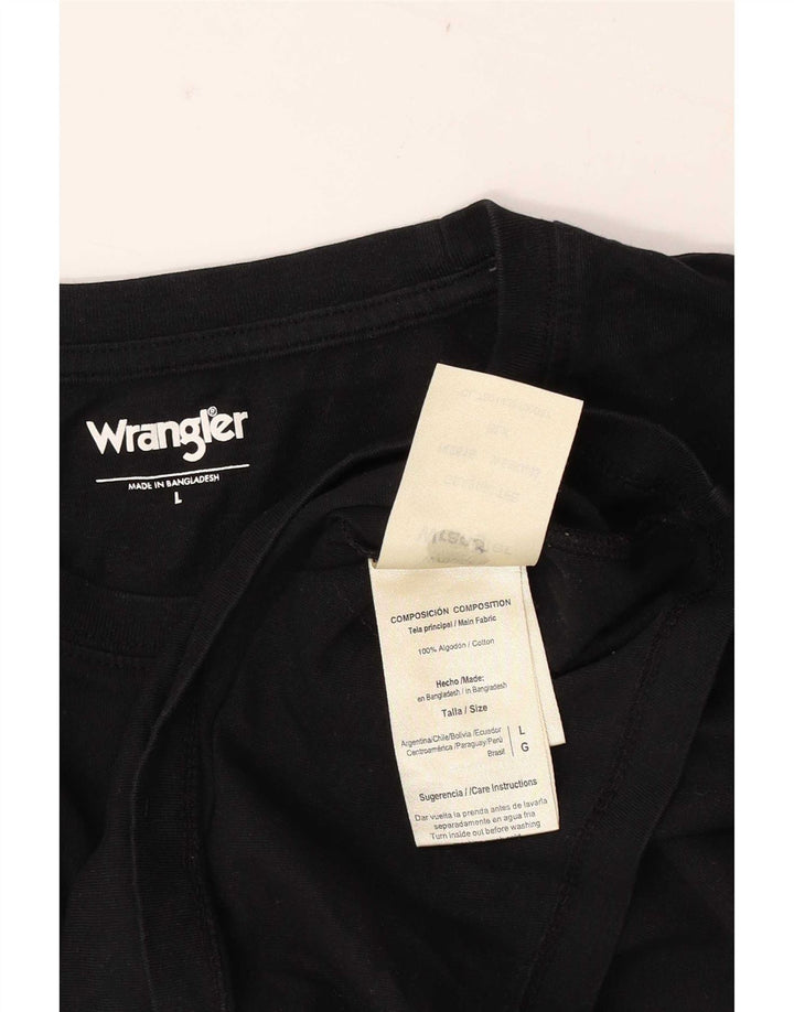 Wrangler Mens T-Shirt Top Large Black Cotton