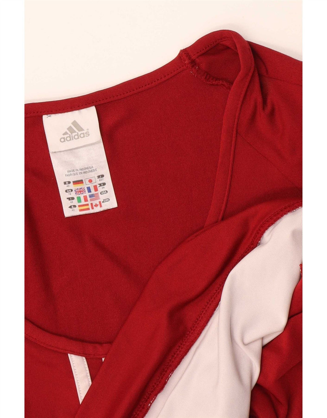 Adidas Womens T-Shirt Top UK 16 Large  Red Polyamide