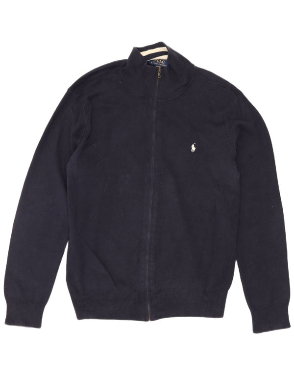 Polo Ralph Lauren Boys Cardigan Sweater 15-16 Years XL Navy Blue Cotton