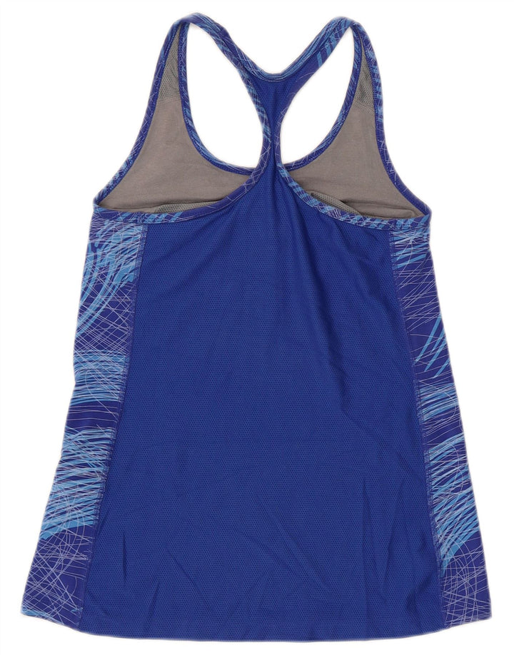NIKE Womens Dri Fit Graphic Vest Top UK 8 Small Blue Geometric Cotton