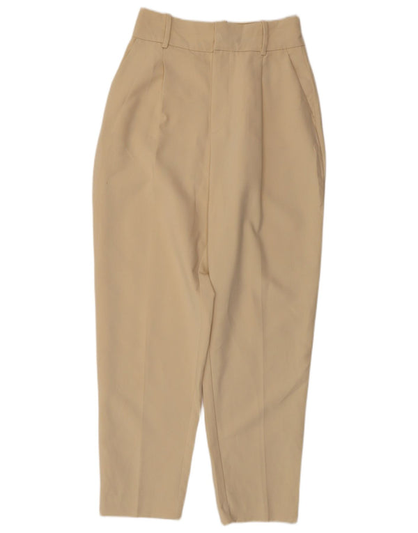 Zara Womens Tapered Chino Trousers Small W26 L27 Beige Polyester