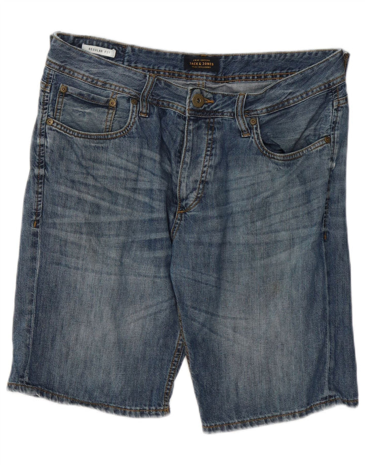 Jack & Jones Mens Regular Fit Denim Shorts Medium W32 Blue Cotton