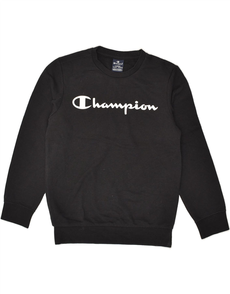 CHAMPION Boys Graphic Sweatshirt Jumper 11-12 Years Large  Black | Vintage Champion | Thrift | Second-Hand Champion | Used Clothing | Messina Hembry 