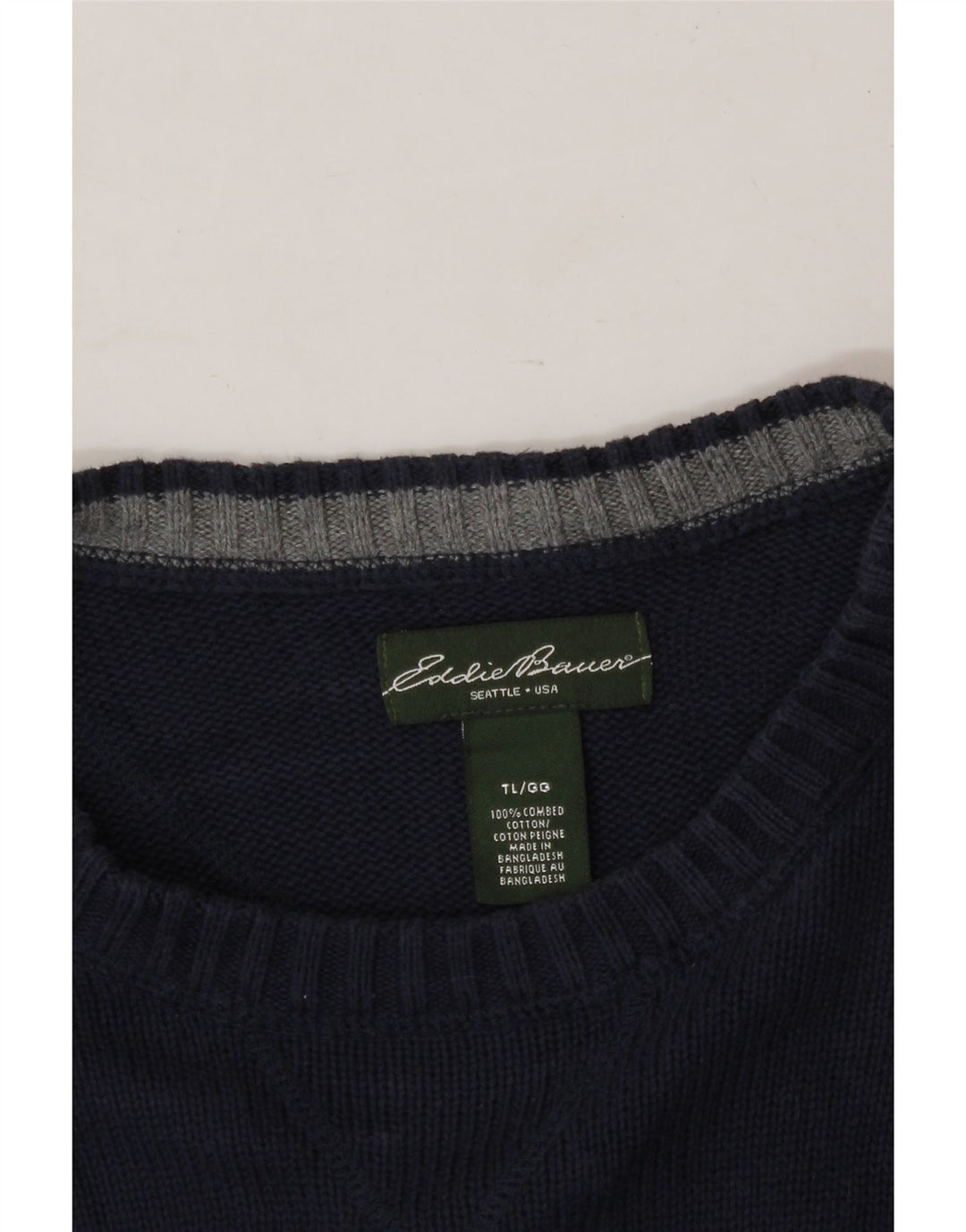 EDDIE BAUER Mens Boat Neck Jumper Sweater Large Navy Blue Cotton Vintage Eddie Bauer and Second-Hand Eddie Bauer from Messina Hembry 