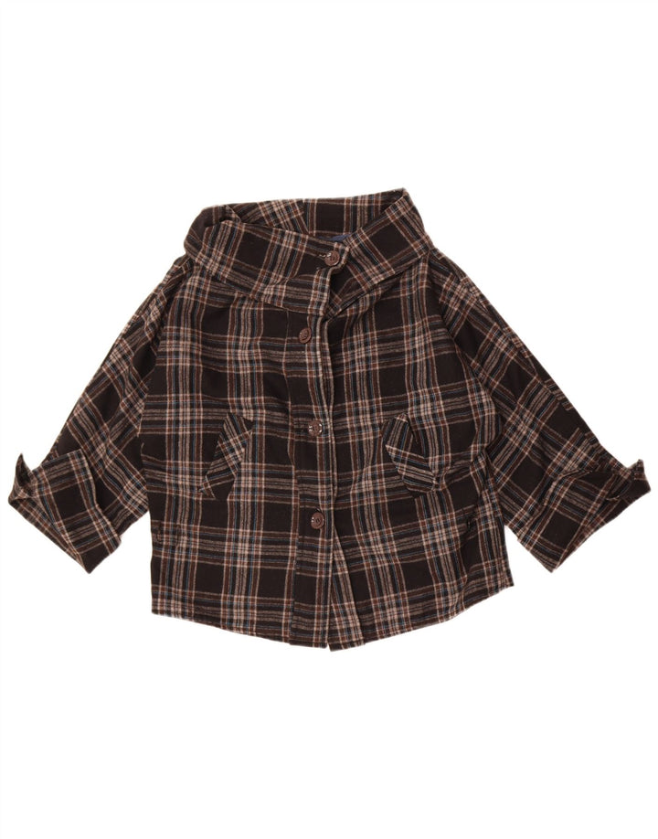 Vintage Womens Bomber Jacket UK 10 Small Brown Plaid Wool