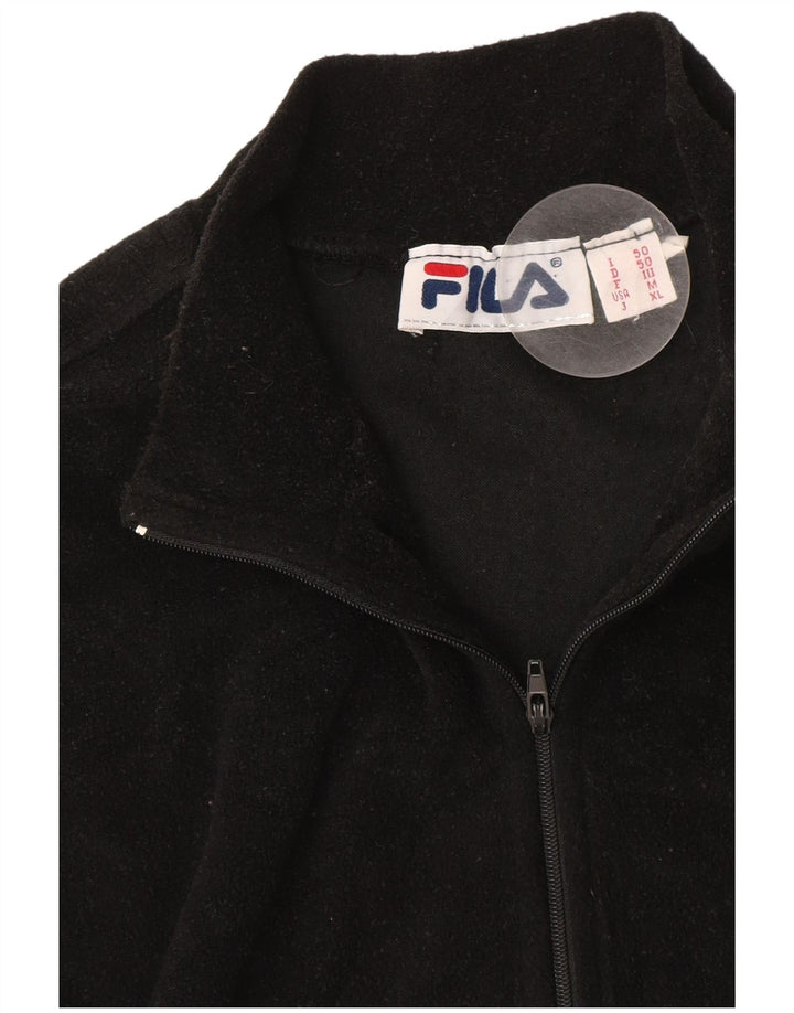Fila Mens Zip Neck Fleece Jumper Medium Black