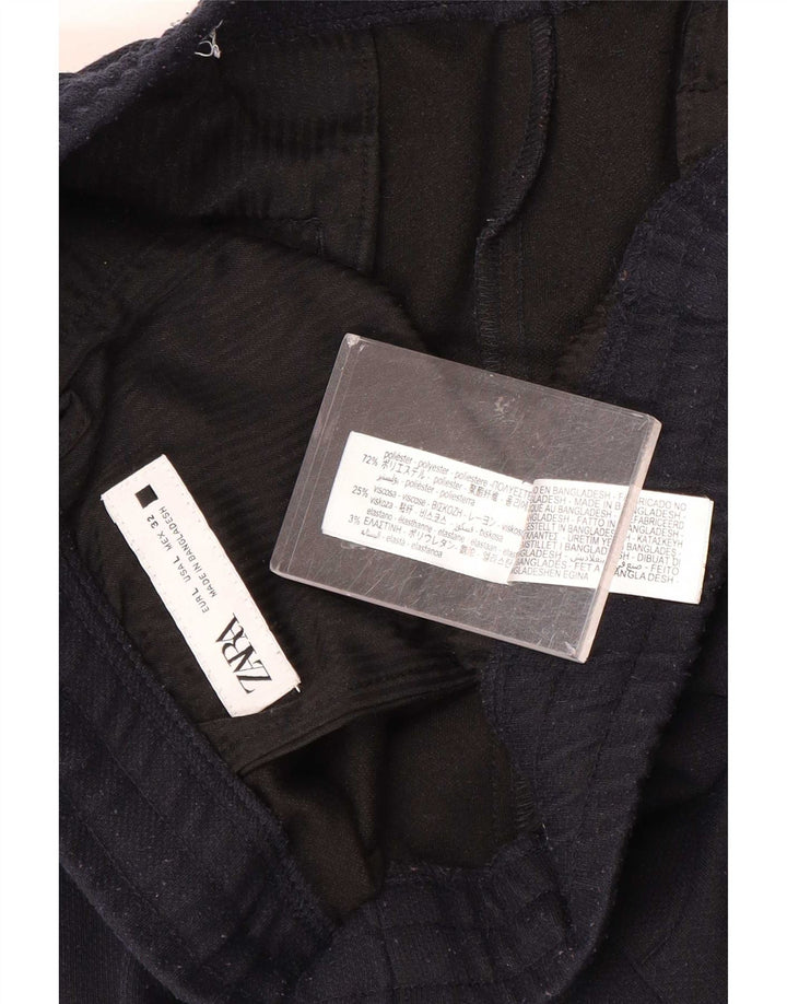 Zara Mens Slim Chino Trousers Large W32 L31 Navy Blue Polyester