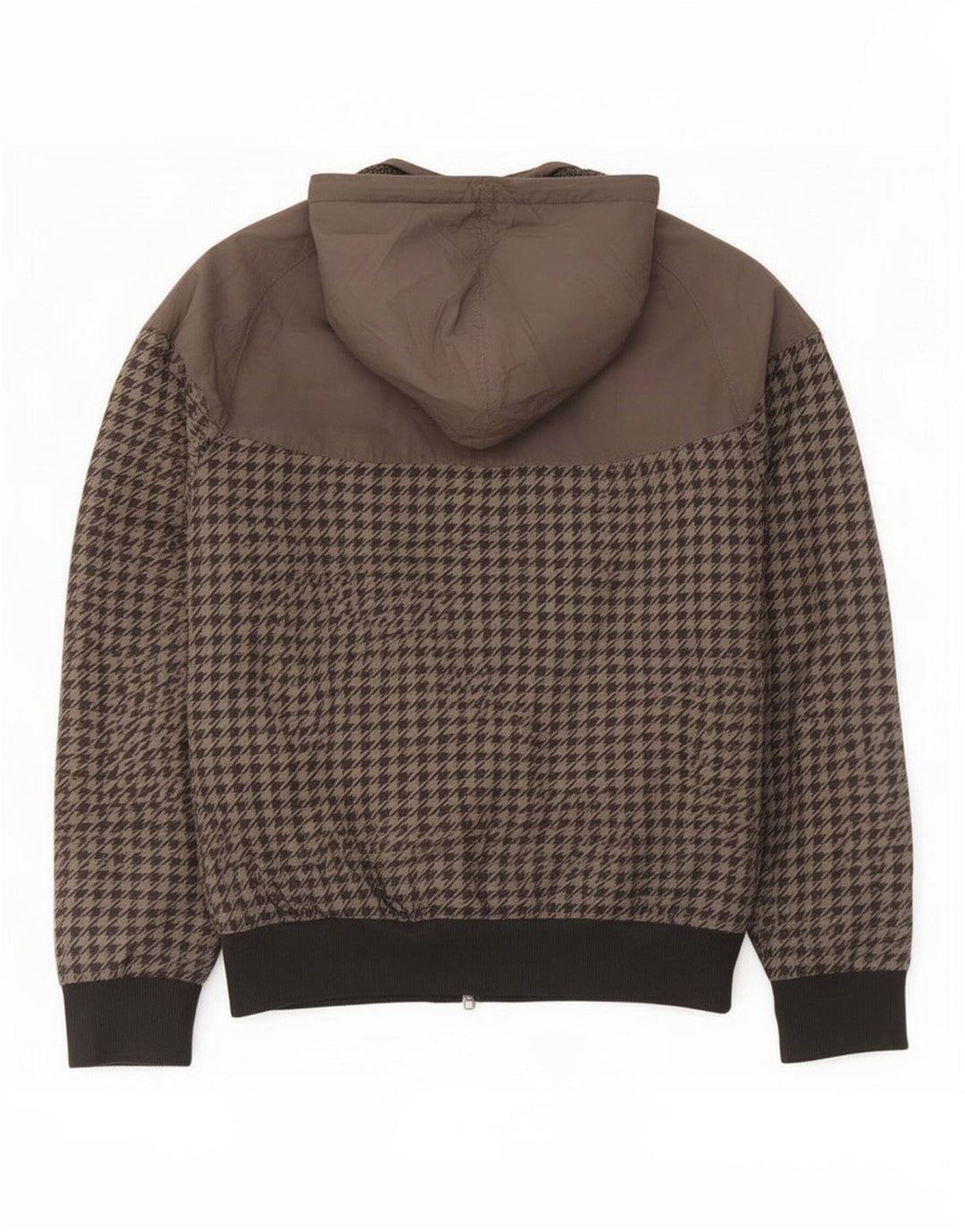 Nike Mens Hooded Bomber Jacket UK 34/36 Small Grey Houndstooth Polyester