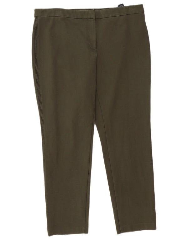 Marks & Spencer Womens Short Casual Trousers UK 14 Large W34 L26 Khaki