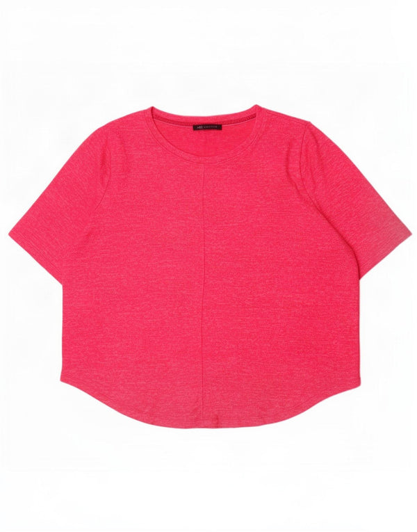 Marks & Spencer Womens T-Shirt Top UK 20 2XL Pink Flecked Viscose