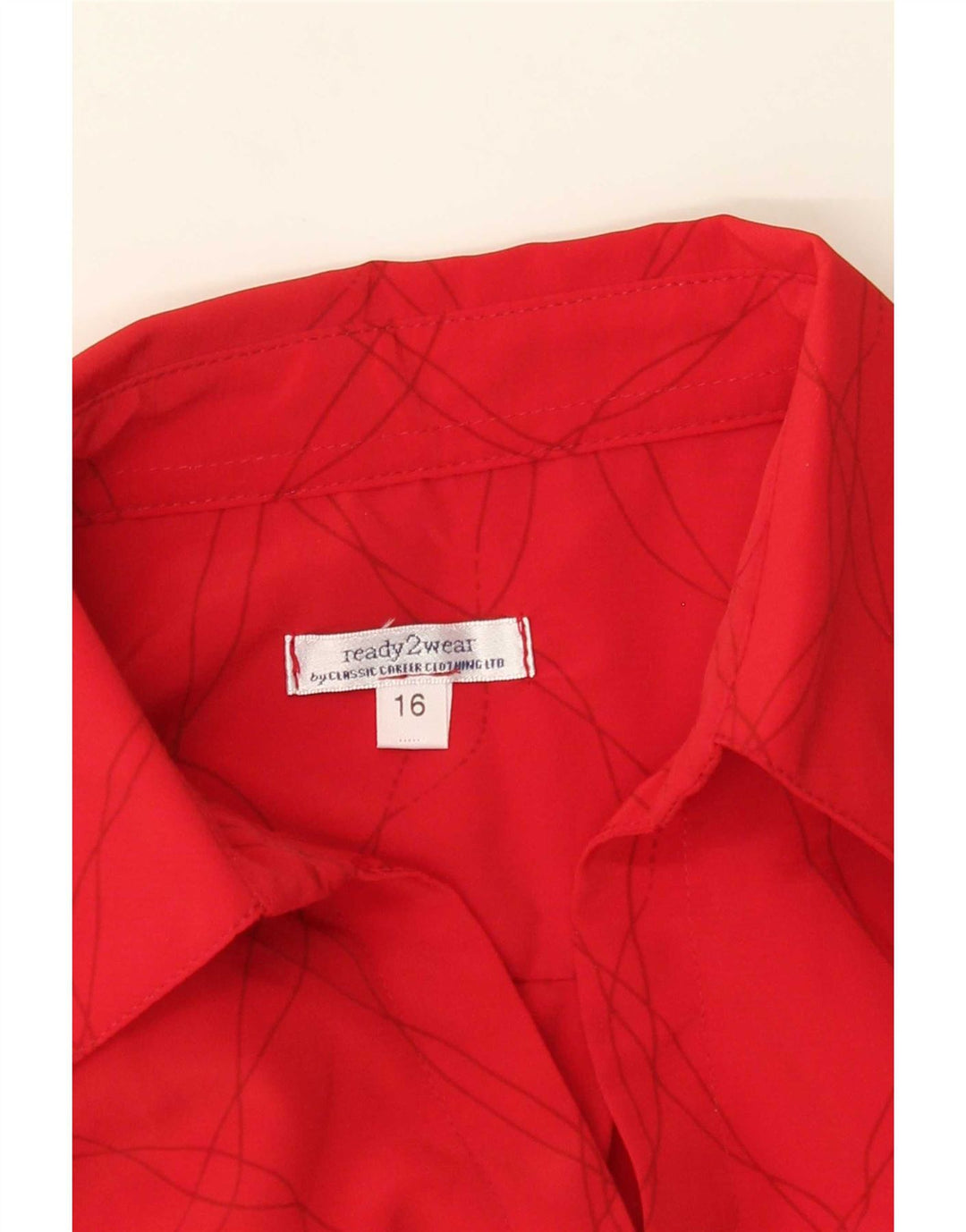 Vintage Womens Abstract Pattern Shirt Blouse UK 16 Large Red Polyester