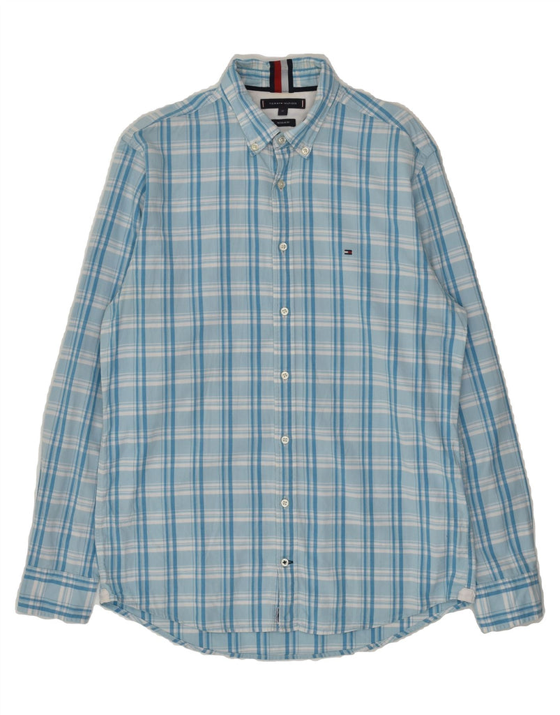 TOMMY HILFIGER Mens Regular Fit Shirt Medium Blue Check Cotton | Vintage Tommy Hilfiger | Thrift | Second-Hand Tommy Hilfiger | Used Clothing | Messina Hembry 