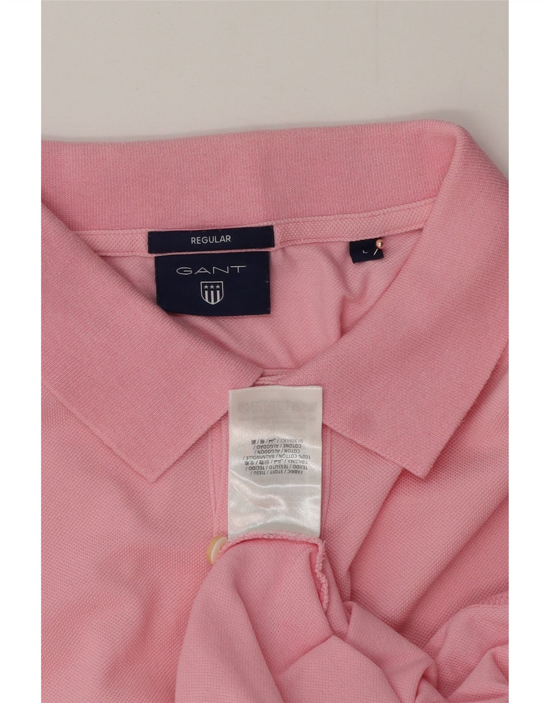 GANT Mens Regular Fit Polo Shirt Large Pink Cotton