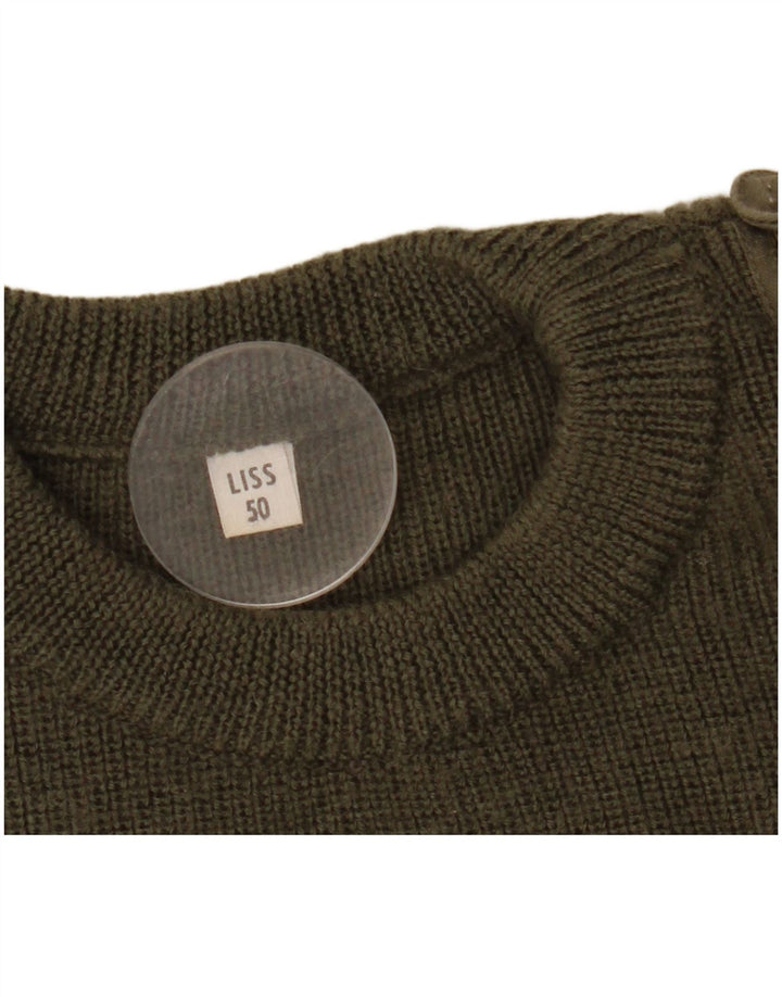 Vintage Mens Military Crew Neck Jumper Sweater IT 50 Medium Khaki
