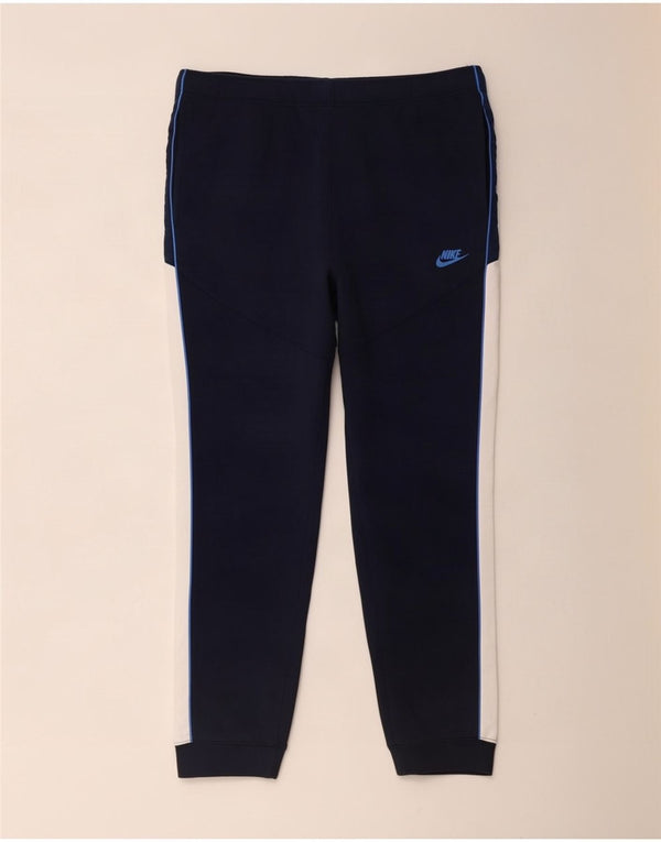 Nike Mens Tracksuit Trousers Joggers XL Navy Blue Colourblock Cotton