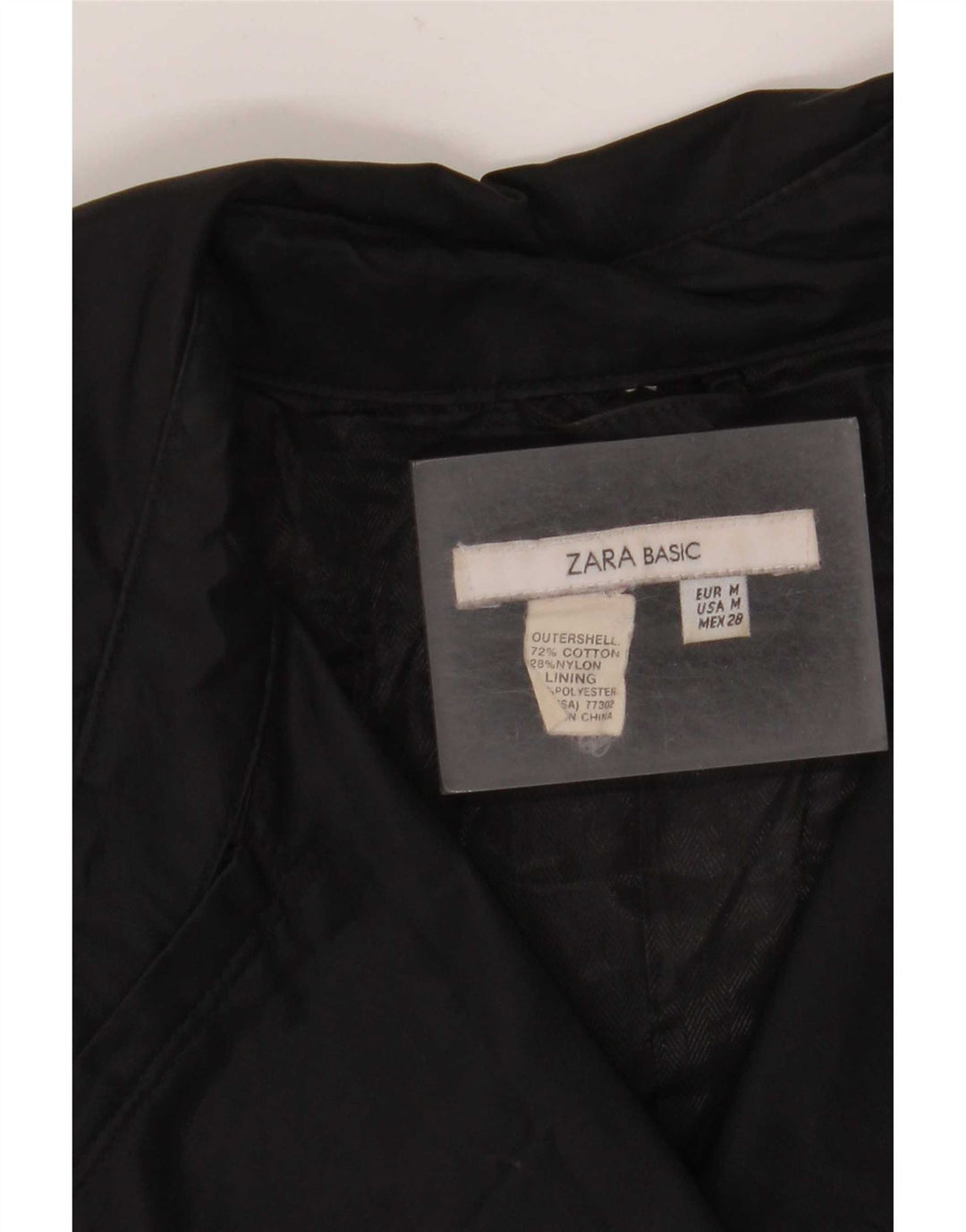 Zara Womens Trench Coat UK 12 Medium Black Cotton
