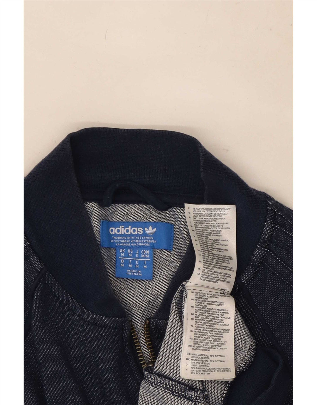 Adidas Mens Tracksuit Top Jacket Medium Navy Blue Cotton