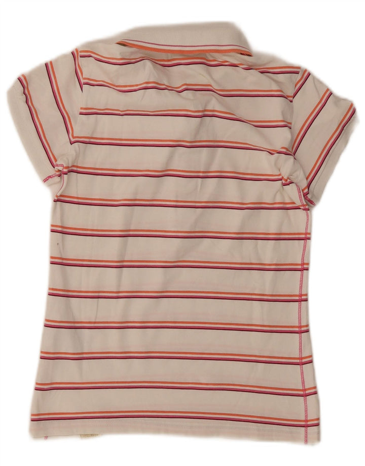 Champion Womens Polo Shirt UK 12 Medium White Striped Cotton