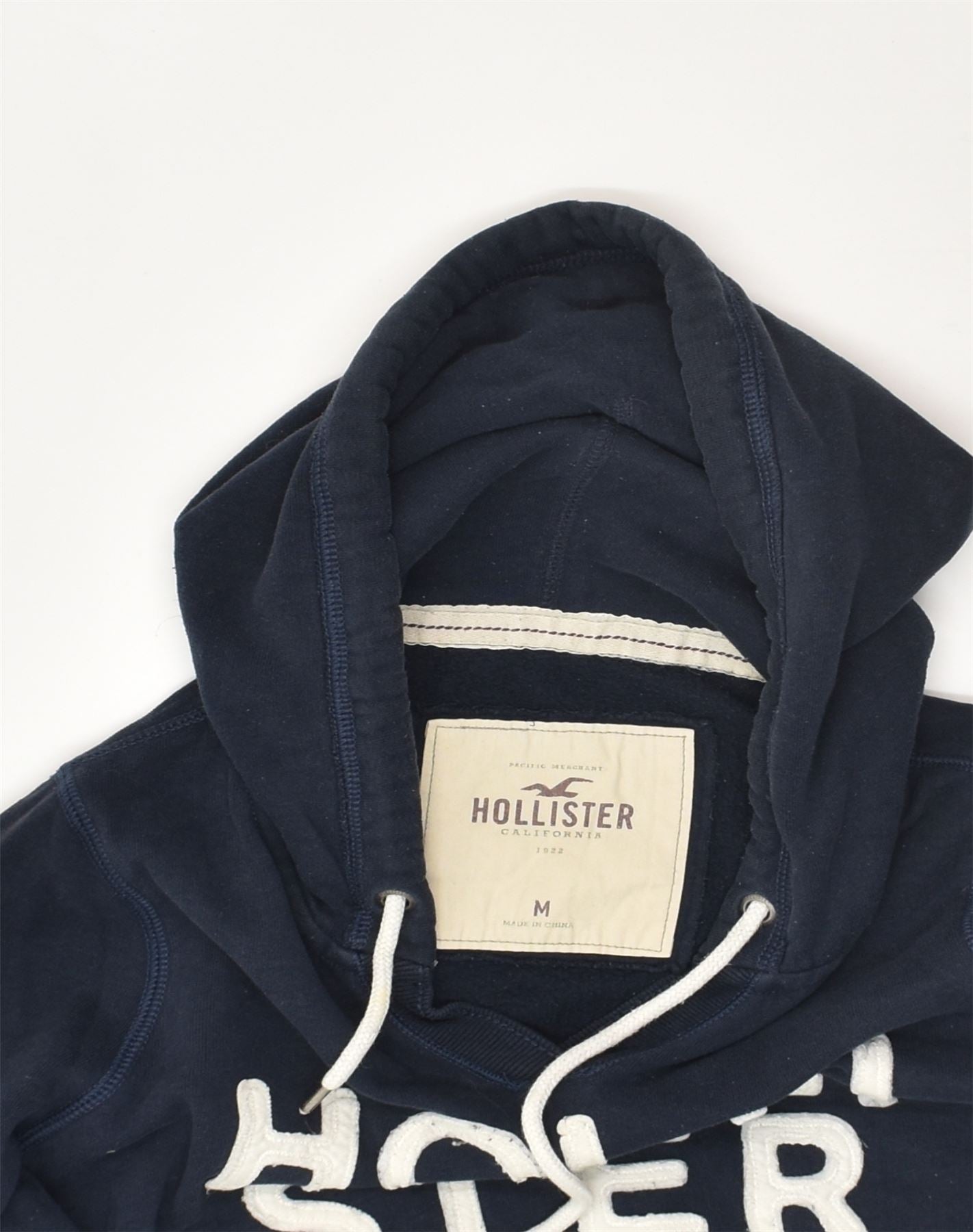 HOLLISTER Womens Graphic Hoodie Jumper UK 14 Medium Navy Blue