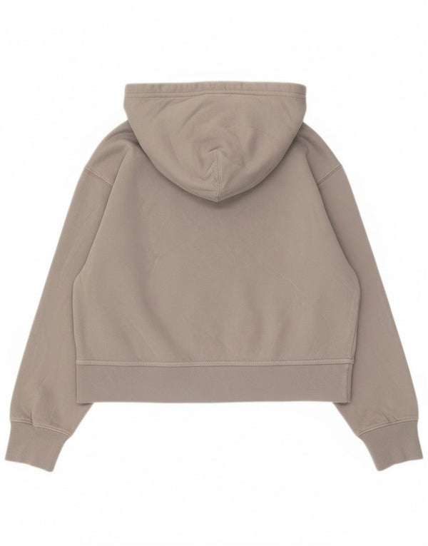 Zara Womens Crop Hoodie Jumper UK 14 Medium Grey Cotton