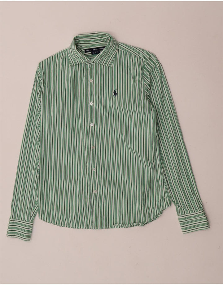 Ralph Lauren Womens Shirt US 8 Medium Green Striped Cotton