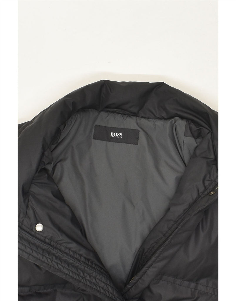 HUGO BOSS Mens Hooded Padded Jacket UK 40 Large Black Polyester | Vintage Hugo Boss | Thrift | Second-Hand Hugo Boss | Used Clothing | Messina Hembry 