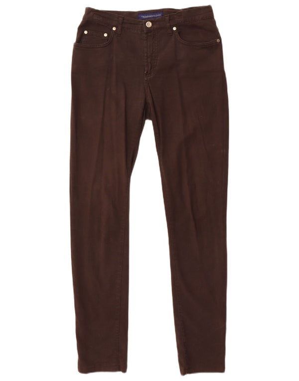 Trussardi Womens Skinny Casual Trousers IT 42 Medium W26 L29 Brown Cotton